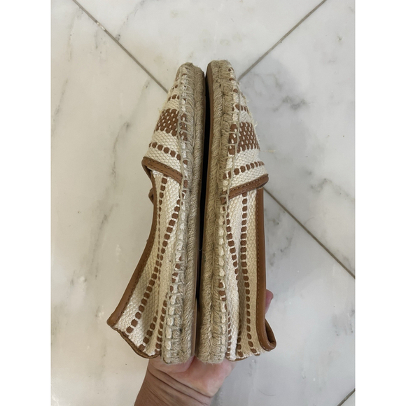 Tory Burch Shaw Flat Espadrille Sandals Slip On Logo Beige US Size 8 Women - Picture 6 of 15